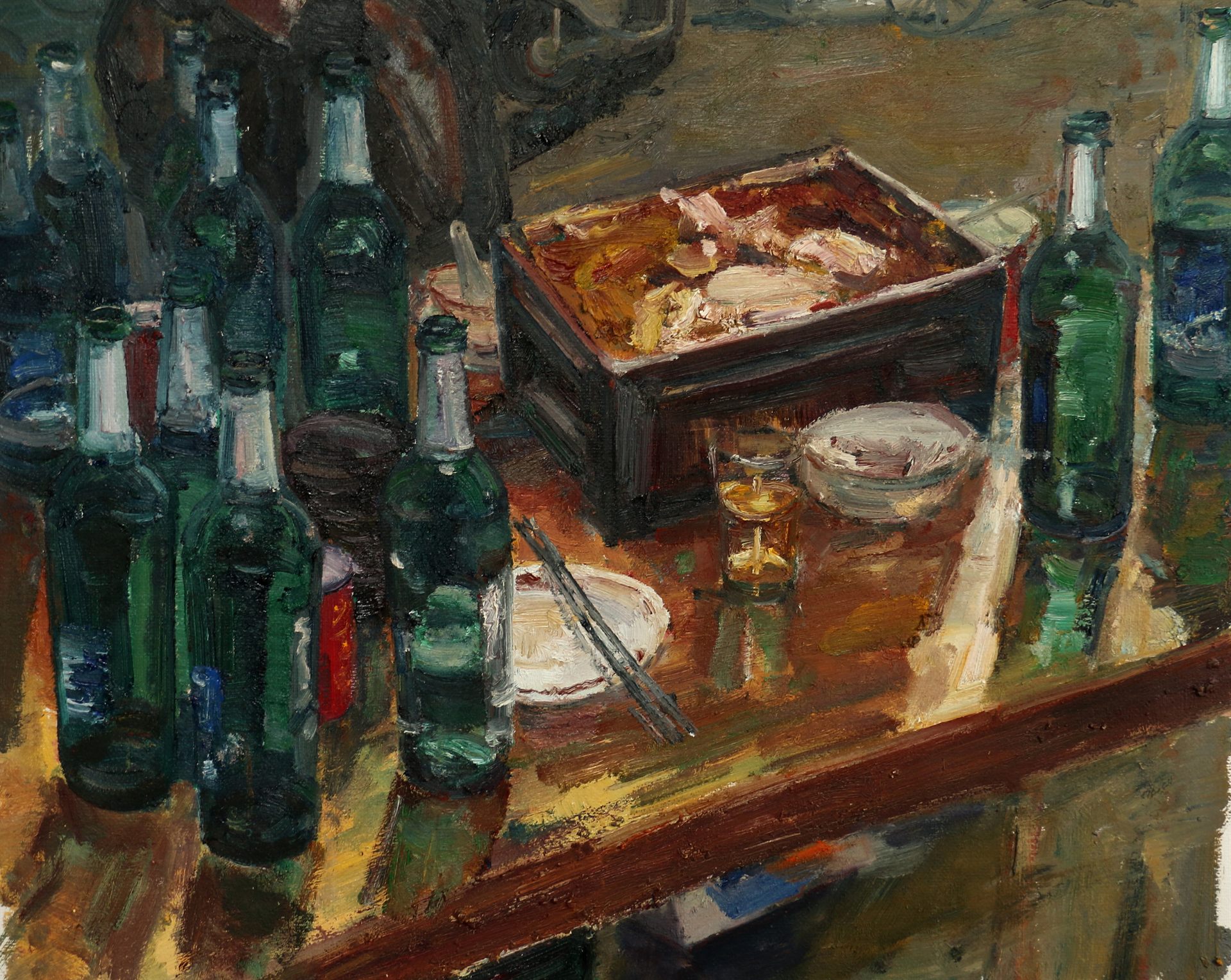 2-2009级美术学专业李平洋-油画作品《酒瓶》.JPG
